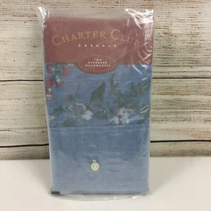VTG Charter Club Two Standard Pillowcases "Emily" Chambray Floral - Picture 1 of 6