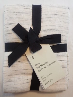 NWT WEST ELM EURO SHAM 26x26 WASHED MELANGE JACQUARD 79% COTTON 21% POLYESTER - Image 1 of 4