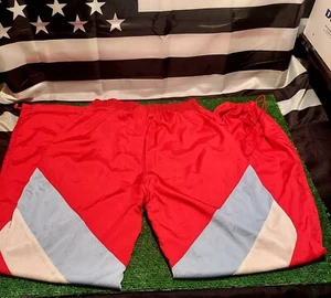 VTG 90s CHAMPION Mens Medium M Retro Nylon Jogger Track Pants Red Windbreakers - Picture 1 of 12