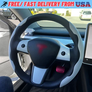 White Carbon Fiber Anti-Slip Car Steering Wheel Protection Cover Universal Fit - Picture 1 of 7