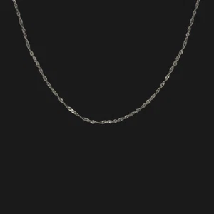 14k WHITE GOLD PENDANT CHAIN 18in 0.78mm NECKLACE CLASSIC DAINTY THIN CURB ROPE - Picture 1 of 2