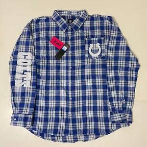 Indianapolis Colts FOCO Mens Flannel Plaid Long Sleeve Button Shirt Pocket - 2XL - Picture 1 of 15