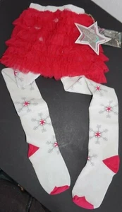 Luna Footed Tights White Silver Snowflake Tulle Tutu Sz 4-6 Years Organic Cotton - Picture 1 of 3