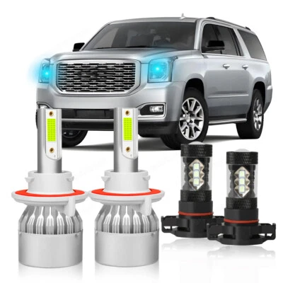 For GMC Yukon XL 1500 2007-14 4PC 8000K Blue LED Headlight + Fog Bulbs Plug&Play - Image 1 of 4