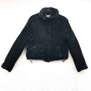 JouJou Velvet Velour Quilted Jacket Womens Small Black Gorpcore Cropped - Picture 1 of 18