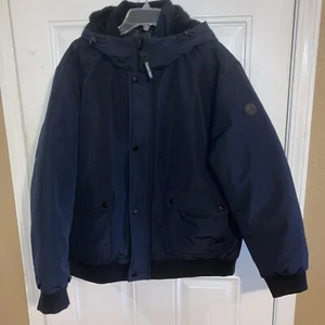 Calvin Klein Men's Lined Hooded Down Puffer Coat Jacket Size XL Navy - Picture 1 of 9
