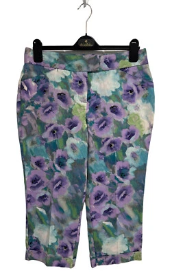 Pantalones de vestir Larry Levine para mujer pastel multicolor floral con puños talla 10 Foto 1 de 4