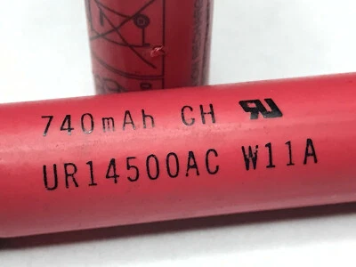 2 pc SANYO UR 14500 AC Li-ion 740mAh Rechargeable 3.7v FLAT-TOPS. - Image 1 of 4