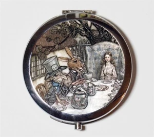 Alice in Wonderland Tea Party Compact Mirror Make Up Pocket Mirror for Cosmetics - Picture 1 of 2