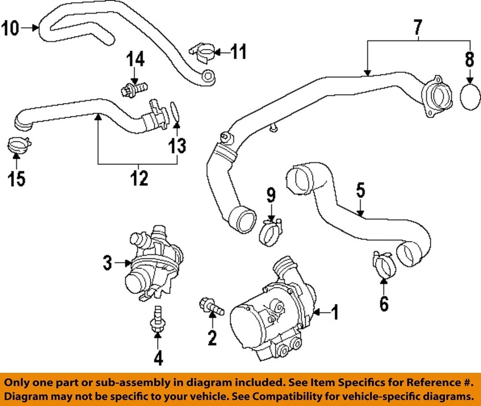 Componentes del radiador de refrigeración BMW OEM 14-19 X5,X6 - Manguera del calentador 11537649409 Foto 1 de 1