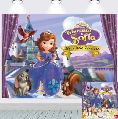 Sofia Princess Happy Birthday Backdrop Banner Vinyl Girls Party Decor 7x5ft - Image 1 of 4