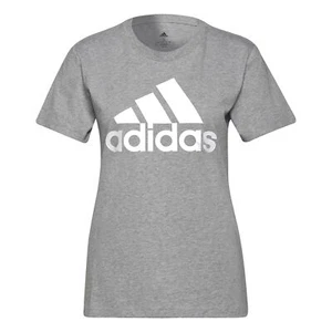 Adidas Essentials Logo T-Shirt Damen, Medium Grey Heather/White - Bild 1 von 7