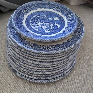 6er Set Vintage Old Blue Willow Dessertteller + 1 Untertasse Myott Meakin - England - Bild 1 von 3
