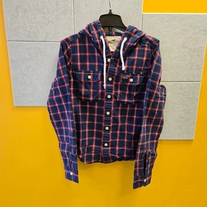 Hollister karierte Herrenhemden mit Kapuze rot & marine Größe S - Bild 1 von 6
