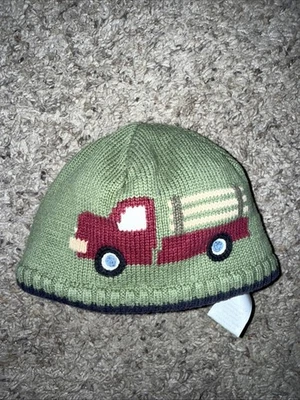 Gymboree Bebé Niño 0-12 M Verde Tejido Algodón Gorro Granja Camión Rojo Forrado Sombrero 2007 Foto 1 de 4
