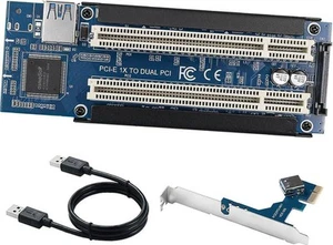 PCIe To PCI Adapter - PCI-E Express X1 To Dual PCI Riser Extender With USB3.0 - Afbeelding 1 van 7