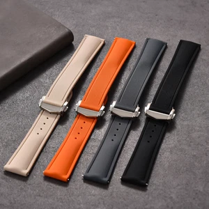 Universal FKM Rubber Watch Strap For 20mm 21mm 22mm Folding Buckle Watchbands - Picture 1 of 38