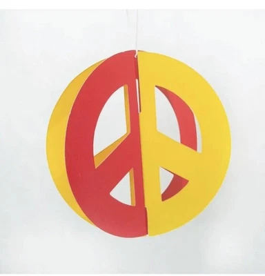 Tie Dye Groovy Peace Sign Party Supplies 3D Hanging Peace Sign Cutouts 6 - Image 1 of 3