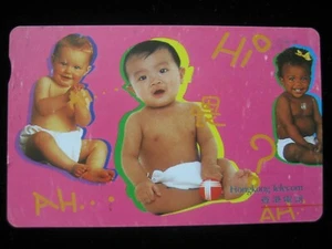 "Tarjeta telefónica HongKong Telecom años 80 - 90 con logotipo 7 Eleven - "Bebés" - usada - Imagen 1 de 2