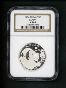 China PRC People's Republic 1994 Silver 5Y Yuan Panda NGC MS 69 - Picture 1 of 4