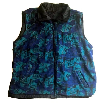 Vintage Sz XL Soccer Rugby Gear Vest Reversible Sun Tec Fleece Green Black Lined - Image 1 of 4