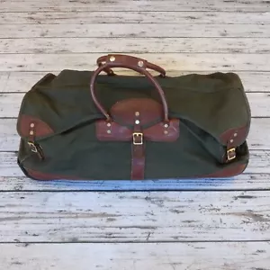 Vintage The Orvis Company Battenkill Leder & grün rollendes Canvas Gepäck Tasche - Bild 1 von 20