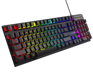 Mechanical Keyboard Wired Gaming Keyboard for Laptop Desktop Ergonomics RGB LED - Picture 1 of 2