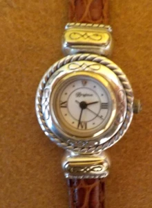 Brighton "Cody" Round Ladies Quartz Watch w/ Reversible Leather Band & Lugs Batt - Picture 1 of 8