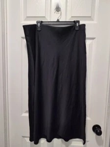 NWT Women's A New Day Skirt Black Elastic Waist Side Slit Midi Skirt, XL - Picture 1 of 7