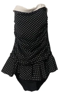 LAUREN Ralph Swim Black White Polka Dot Halter Skirted  One Piece Woman Size 12 - Bild 1 von 24