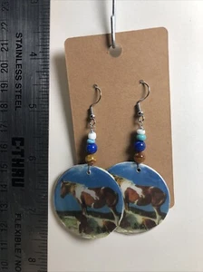 Indian Paint Ponies Eating Grass, Very Lightweight, By Gary Clark Free Shipping - Picture 1 of 4