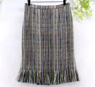 Maeve Anthropologie Women's Tweed Multicolor Woven Fringe Pencil Skirt Sz 6 - Image 1 of 4