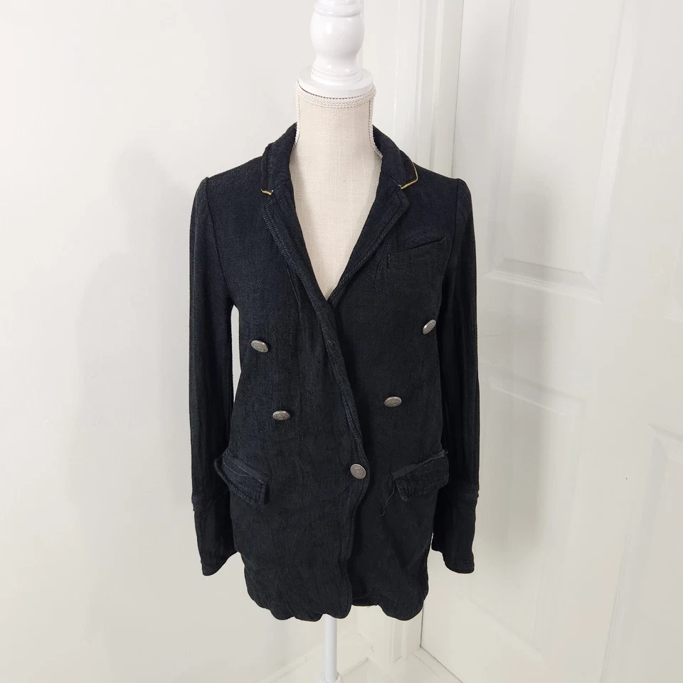 Free People Blazer Womens XS Black Twill Military Pirate Nautical Relaxed Soft - Image 1 of 4