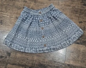 Monsoon Girls Skirt Sz 7/8 Blue White Print Button Accent - Picture 1 of 5