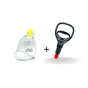 50 x coppette curve + set pompa coppette Hacamat Kupası massaggio hijama - Foto 1 di 6