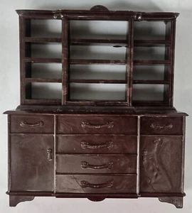 14 Teile Plasco Puppenhaus braun Möbel-Esszimmer-Kamin-Tische-Stühle-Stall - Bild 1 von 13