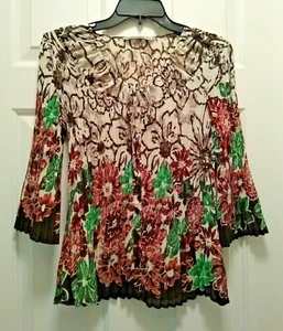 Signature by Larry Levine kleine Damenbluse mehrfarbig Blumenmuster Stretch Knirschen - Bild 1 von 11