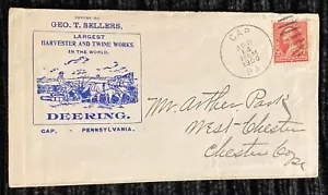 GAP, LANC. CO., PA ~ GEO. SELLERS, DEERING AGRIC. MACHINES ~ ILLUS AD COVER 1900 - Picture 1 of 2