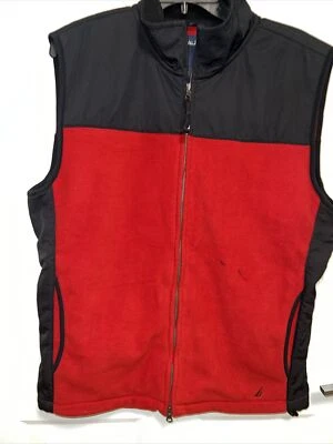 Nautica Hombre Chaleco Suéter Polar Cremallera Completa Rojo Negro Mediano Nuevo Leer Foto 1 de 4