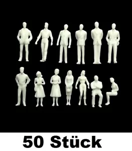 50 Stk. Modellbau WEISS Figuren Maßstab M 1:50 Architektur Menschen Mini weiß - Bild 1 von 5