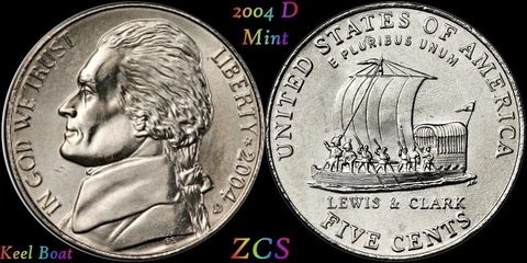 2004 D Jefferson Nickel Keel Boat U.S. Mint Coin Westward Journey 5 cents Cover