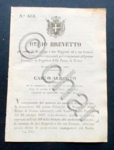 Decreto Carlo Alberto - Regio Brevetto elezione due Reggenti e tre Censori- 1848 - Picture 1 of 1