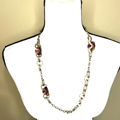 Colar feminino Banana Republic com elos de ouro esmalte robusto declaração joia  - Imagem 1 de 4