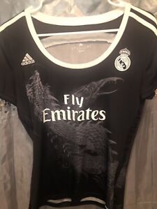 Real Madrid Women’s Black Dragon Soccer Jersey James Rodriguez Size M