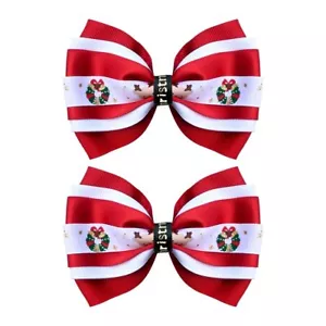 2PCS Christmas Hair Bows for Girls 4 Inches Elk Grosgrain Ribbon Hair Accesso... - Picture 1 of 7