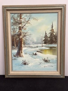Phillip Cantrell Ölgemälde Winterlandschaft gerahmt 25” x 21” - Bild 1 von 6