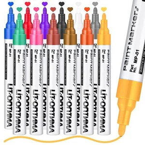 Permanent Marker Wasserfeste Stifte12 Lackstift Bunt Glasstifte Steine zum Be... - Bild 1 von 7