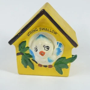 String Swallow MCM Chalkware Birdhouse Yarn Twine Ball Holder Vintage - Picture 1 of 9