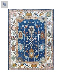 Oushak Blue/Cream Exquisite Hand-knotted Pandav rugs for living room - Picture 1 of 8