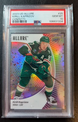 2023-24 Upper Deck Allure #25 Kirill Kaprizov Confetti PSA 10 GEM MT Minnesota - Image 1 of 2
